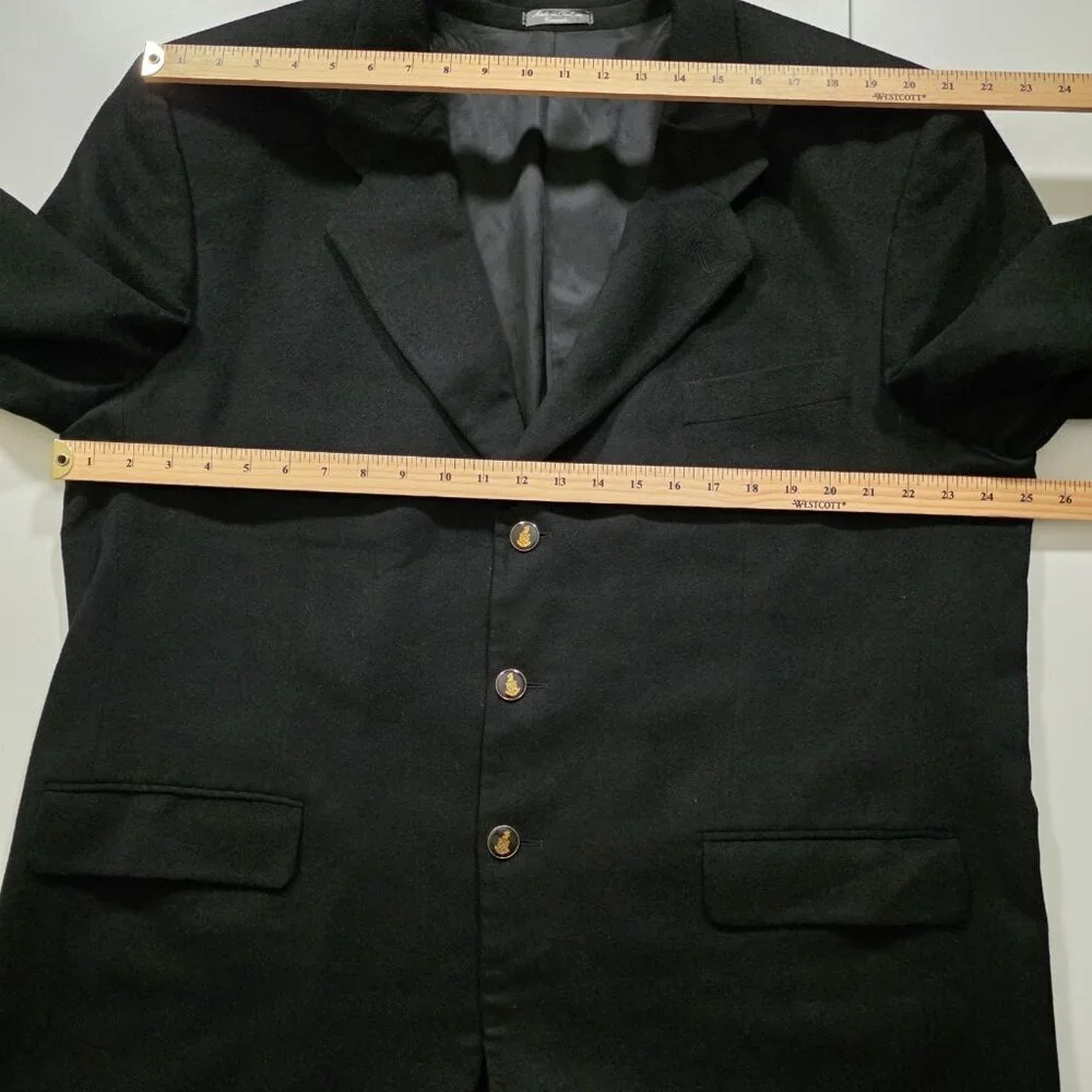 Saxon Cashmere Blazer Men US 50 Sport Coat Blck Lined Union Made 3B Ventless VTG